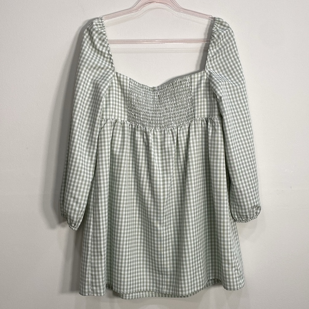 Gianni Bini Gingham Dress Women's 10 babydoll Green - Picture 7 of 12